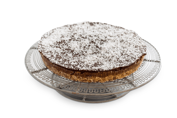 Biologische No-bake Karamel Pie, een vegan taart